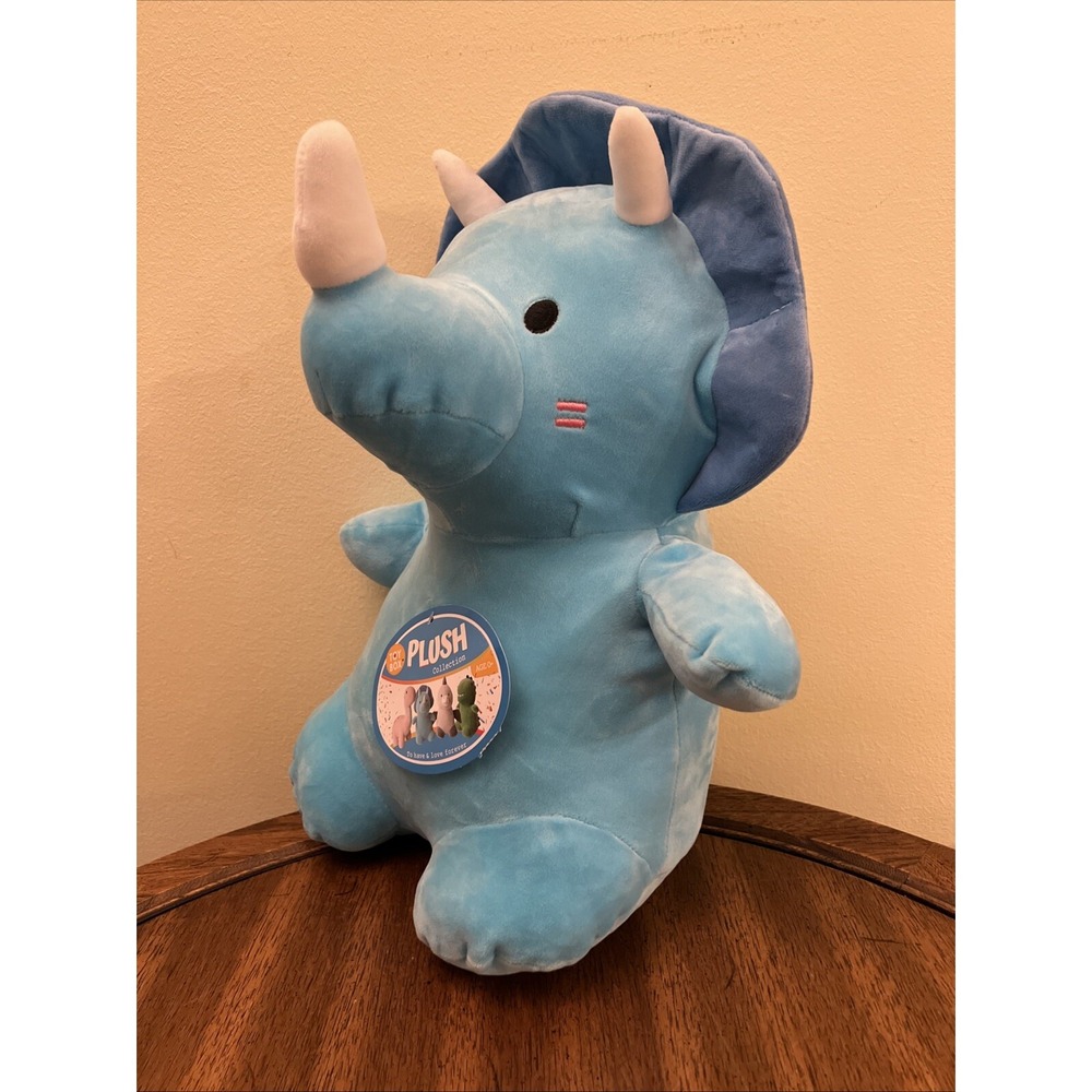 Greenbrier International Stuffed Plush Blue Dinosaur Triceratops Squishy Pillow - Picture 8 of 8